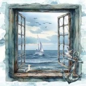 Салфетка для декупажа "Вид на море" бумажная, 370240, 33х33 см